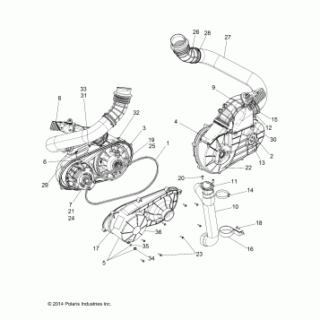 DRIVE TRAIN, CLUTCH COVER AND DUCTING - Z16VDE99AF/AM/LM/AS (49RGRCLUTCHCVR151000)