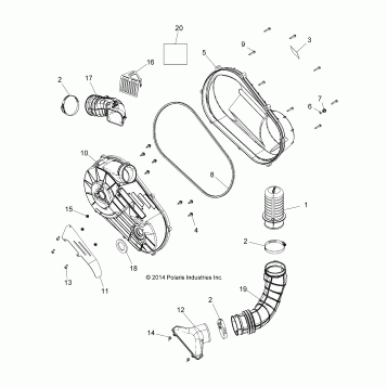 DRIVE TRAIN, CLUTCH COVER AND DUCTING - Z16VA87 ALL OPTIONS (49RGRCLUTCHCVR15RZR900)
