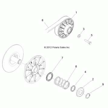 DRIVE TRAIN, SECONDARY CLUTCH - R12VH57AD (49RGRCLUTCHDVN12RZR570)