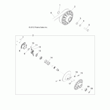 DRIVE TRAIN, SECONDARY CLUTCH - R13VH76EAI (49RGRCLUTCHDVN13RZR)