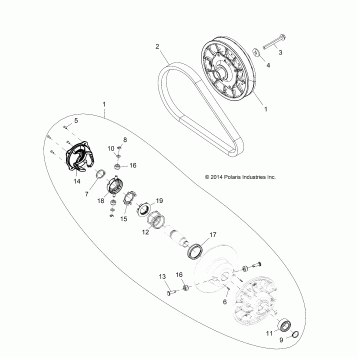 DRIVE TRAIN, SECONDARY CLUTCH - Z15VFE99AT/AV/AP (49RGRCLUTCHDVN14RZR1000)
