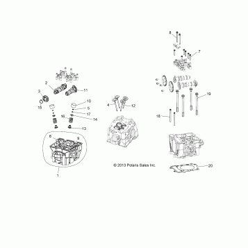 ENGINE, CYLINDER HEAD, CAMS and VALVES - R13VH57AD/6EAK (49RGRCYLINDERHD13RZR570)