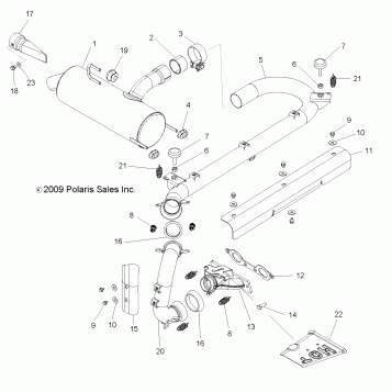 ENGINE, EXHAUST SYSTEM - R10VH76 ALL OPTIONS/VY76AZ (49RGREXHAUST10RZR)