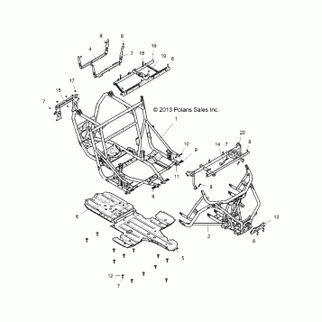 CHASSIS, MAIN FRAME AND SKID PLATES - Z14ST1EAM/EAW/EAK/EAN/EFW (49RGRFRAME14RZR1000)