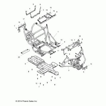 CHASSIS, MAIN FRAME AND SKID PLATES - Z15VDE99AT/AL/AV/AW/LP/EW/AO/AP/AZ/NV/NW/K99AA/AU (49RGRFRAME151000)