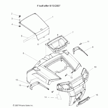 HOOD/BODY WORK, FRONT (Built 8/14/07 and After) - R08VH76AD/AG (49RGRHOOD08RZR)