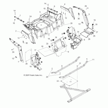 BODY, REAR RACK and FENDERS - R10VH76AB/AO/AQ/AW (49RGRRACKMTG10RZRS)