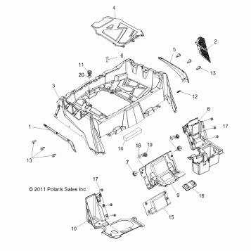 BODY, REAR RACK and FENDERS - R12VH57AD (49RGRRACKMTG12RZR570)