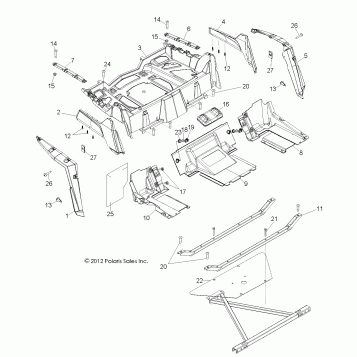 BODY, REAR RACK and FENDERS - Z14XE7EAL/X (49RGRRACKMTG13RZR4)