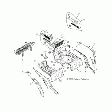 BODY, REAR RACK AND FENDERS - Z14ST1EAM/EAW/EAK/EAN/EFW (49RGRRACKMTG14RZR1000)
