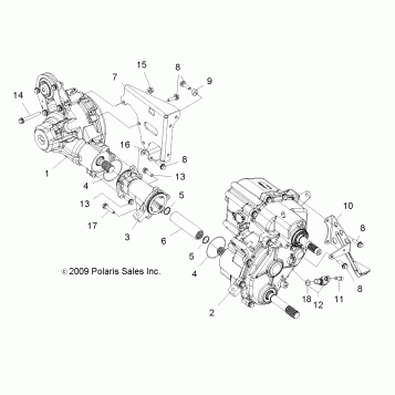 DRIVE TRAIN, GEARCASE, CARRIER MTG (BUILT 10/15/08 AND BEFORE) - R09VH76 ALL OPTIONS (49RGRTRANS09RZR)