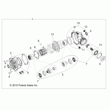 DRIVE TRAIN, FRONT GEARCASE INTERNALS 1332842 - R12VE76AB/AD/AE/AJ/AO (49RGRTRANSINTL11RZR)