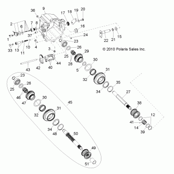 DRIVE TRAIN, MAIN GEARCASE INTERNALS 2 (Built 5/16/10 and Before) - R10VH76 ALL OPTIONS/VY76AZ (49RGRTRANSINTL10RZRS)