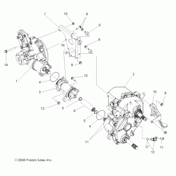 DRIVE TRAIN, GEARCASE, CARRIER MTG (BUILT 10/16/08 AND AFTER) - R09VH76 ALL OPTIONS (49RGRTRANSMTG09RZR)