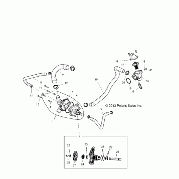 ENGINE, WATERPUMP AND BYPASS - Z146T1EAM/EAW (49RGRWATERPUMP14RZR1000)