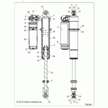 SUSPENSION, FRONT SHOCK (7044374/5) - Z15VDE99AT/AL/AV/AW/LP/EW/AO/AP/AZ/NV/NW/K99AA/AU (700208)