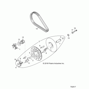 DRIVE TRAIN, SECONDARY CLUTCH - Z19VEL92AK/BK/AR/BR/LR/AM/BM (702517)
