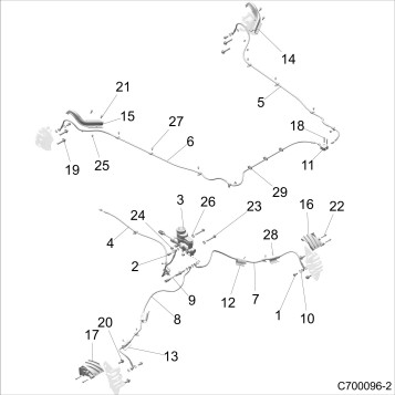 BRAKES, BRAKE LINES AND MASTER CYLINDER - Z19VGE99AK/AW/BK/BW (C700096-1)