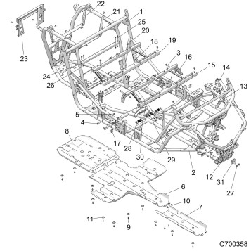 CHASSIS, MAIN FRAME AND SKID PLATES - Z20P4L92AG/AP/BG/BP/LG/G92AG/AP/LG (C700358)