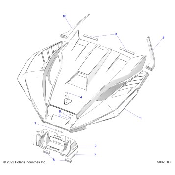 BODY, HOOD, VENTED - T23AALHB/GB (500231C)