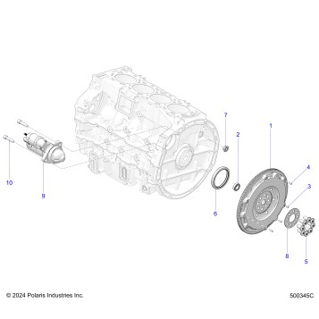 ENGINE, FLYWHEEL AND STARTER - T25AAGGB/HB (500345C)