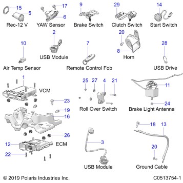 ELECTRICAL, COMPONENTS 1 - T22AAFGB/HB/PGD/HD/RGB/HB ALL OPTIONS (C0513756-3)
