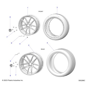 WHEELS, FRONT AND REAR - T25AAFGB/HB (500288C)