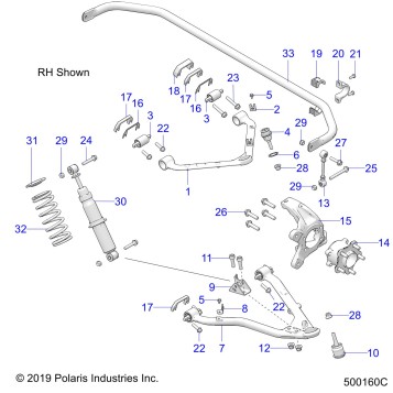 SUSPENSION, FRONT ASM. - T21AAPHD/RHB/SHD/THD ALL OPTIONS (500160C)