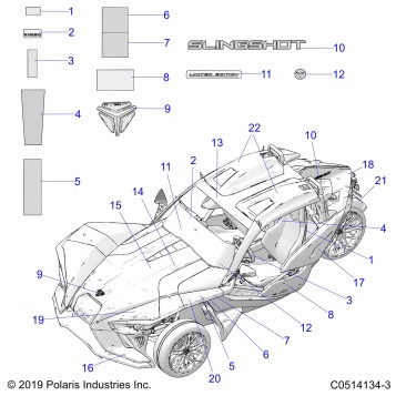 BODY, DECALS AND BADGES - T20AAGHD ALL OPTIONS (C0514134-3)