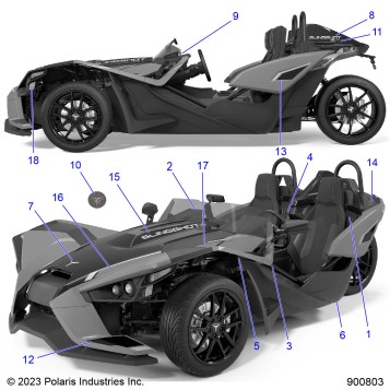 BODY, DECALS AND BADGES T24AAFHB/GB (900803)