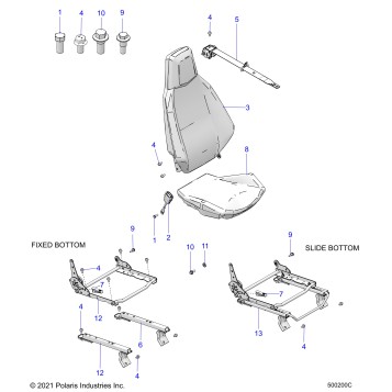 BODY, SEAT (PASSENGER) AND SEAT BELT MOUNTING - T22AAFGB/HB/PGD/HD/RGB/HB ALL OPTIONS (500200C)