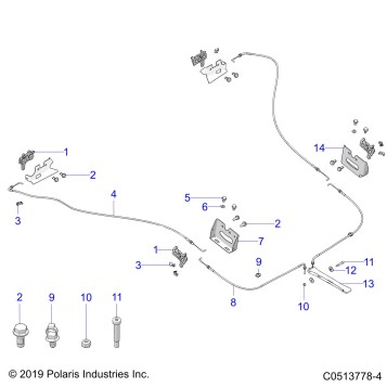 CHASSIS, HOOD HINGE CABLE ASM. - T23AASGD/HD/TGD/HD (C0513778-4)