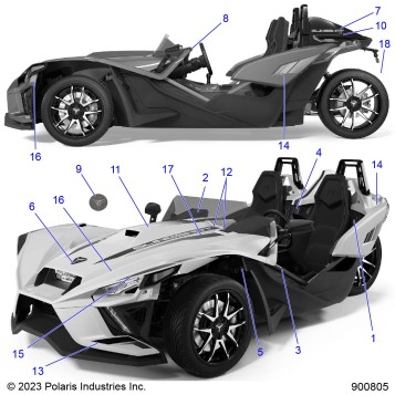 BODY, DECALS AND BADGES - T24AARGB/HB (900805)