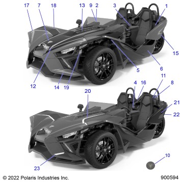 BODY, DECALS AND BADGES (SLR MODELS) - T23AAFGB/HB ALL OPTIONS  (900594)