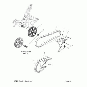 DRIVE TRAIN, DRIVEN SPROCKET, BELT and GUARD - T16AAS/AAP ALL OPTIONS (500012)