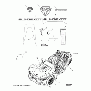 BODY, EMBLEMS and REFLECTORS - T18AAPF/AARF/AASF ALL OPTIONS (500067)