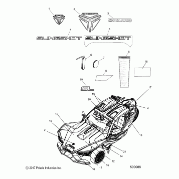 BODY, EMBLEMS and REFLECTORS - T18AAPF ALL OPTIONS (500086)