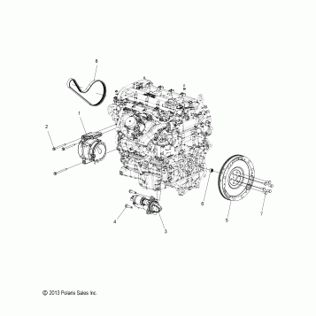 ENGINE, ALTERNATOR, FLYWHEEL and STARTER MOUNTING - T16AAS/AAP ALL OPTIONS (49SLINGSHOTENGALT14SLING)
