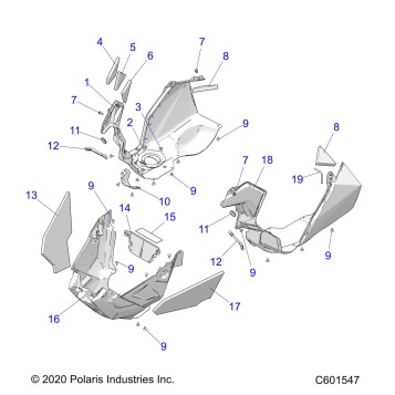 BODY, FENDERS AND NOSEPAN ASM. - S22EFA8RS/EFB8RS ALL OPTIONS (C601547)