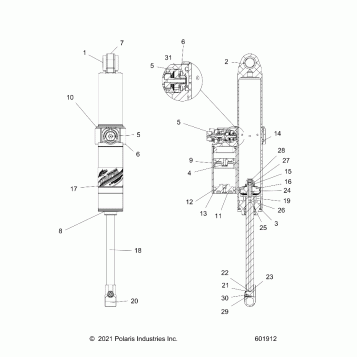 SUSPENSION, SHOCK, REAR TRACK - S22TDL6KSA ALL OPTIONS (601619)