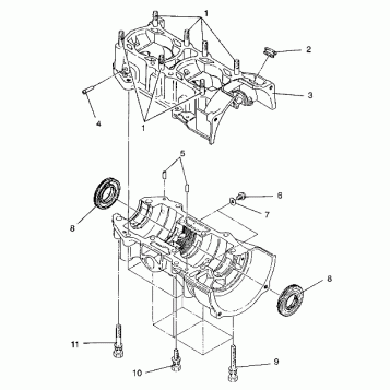 CRANKCASE ASSEMBLY 440 / 0930760 and 440 SKS / 0930560 (4922932293028A)