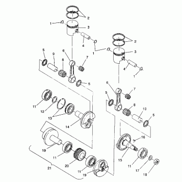 PISTON and CRANKSHAFT 440 / 0930760 and 440 SKS / 0930560 (4922932293031A)