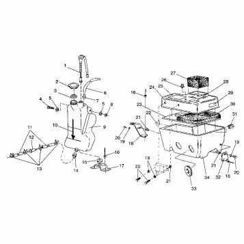 OIL TANK / AIR BOX ASSEMBLY CLASSIC / 0930864 and  CLASSIC TOURING / 093086 (4922952295033A)