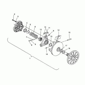 DRIVE CLUTCH ASSEMBLY 500 EFI / 0930674 and  500 EFI SKS / 0930574 (4922962296023A)