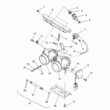 THROTTLE BODY ASSEMBLY 500 EFI / 0930674 and  500 EFI SKS / 0930574 (4922962296033A)