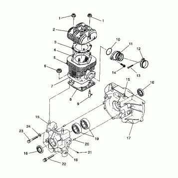CRANKCASE and CYLINDER ASSEMBLY STARLITE/0933427 (4922972297029A)