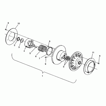 DRIVEN CLUTCH ASSEMBLY RXL/0930768 and RXL SKS/0930568 (4922992299024A)