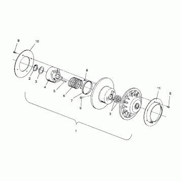 DRIVEN CLUTCH ASSEMBLY XLT/0930767,XLT SP/0930667 &  XLT SKS/0930567 (4923012301027A)