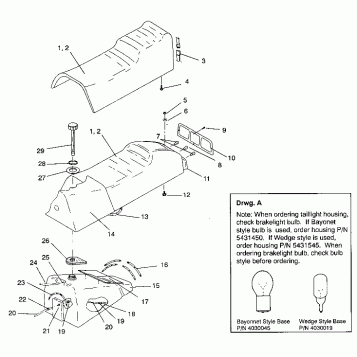 SEAT and GAS TANK ASSEMBLY TRAIL / 0930761 and TRAIL DELUXE / 0930243 (4923222322004A)
