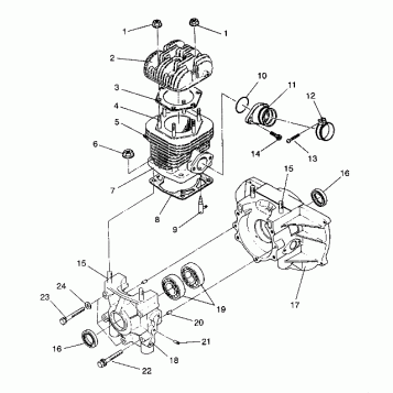 CRANKCASE and CYLINDER ASSEMBLY STARLITE GT / 0933127 (4923232323028A)